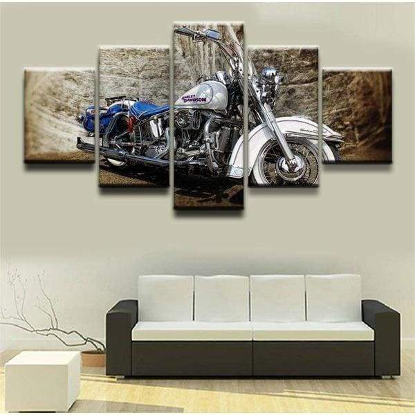 Tableau Déco Murale Harley Davidson - Impression Sur Toile - Style Vintage Rétro - Neuf