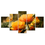 Tableau Fleur Orange Papillon