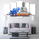 Tableau Bouddha Orchidée Bleue Et Bougies
