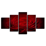 Tableau Rose Rouge Sur Fond Noir