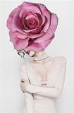 Tableau Femme Fleur Rose