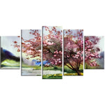 Tableau Abstrait Avec Cerisier Japonais