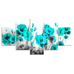 Tableau Fleurs de Pavot Turquoise
